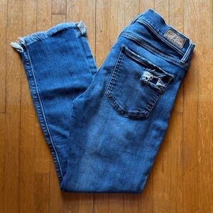 Express Distressed Skinny Ankle Blue Jeans